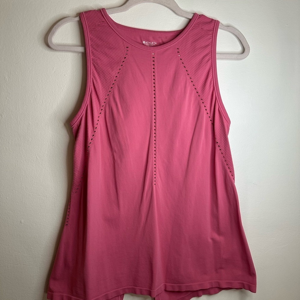Athleta Foothill Tank Top Slit back shirt watermelon pink color size Medium